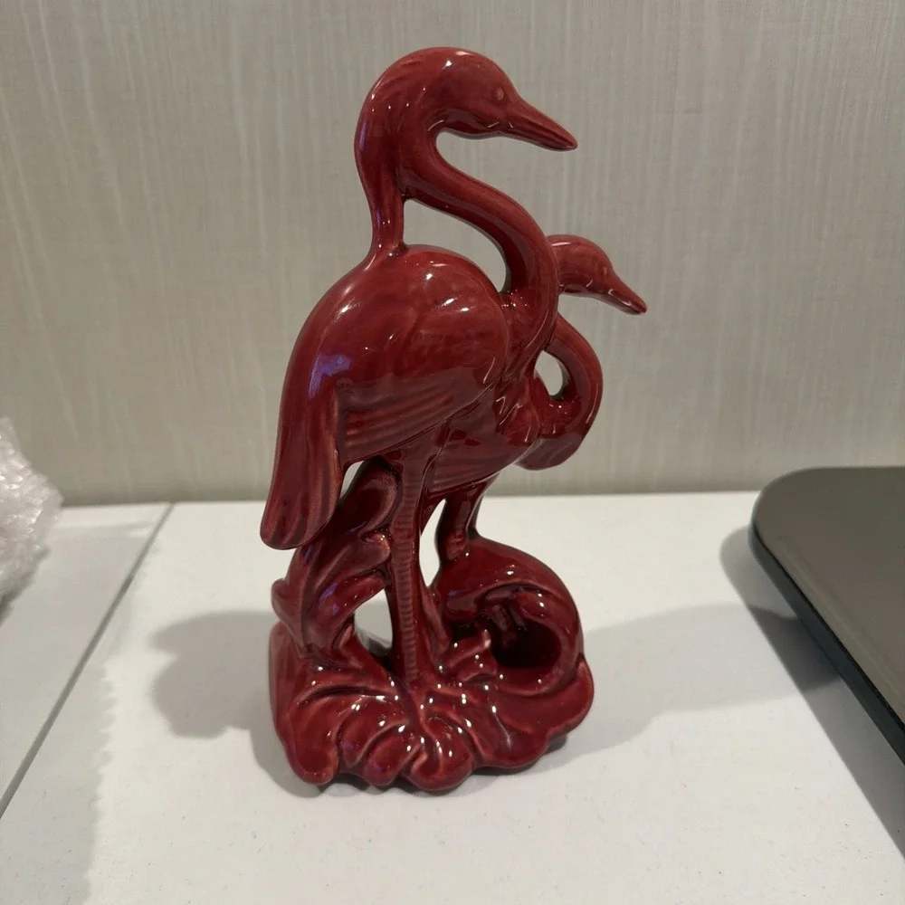 Vtg MCM Art deco Porcelain Double Flamingo‎ Figurine
